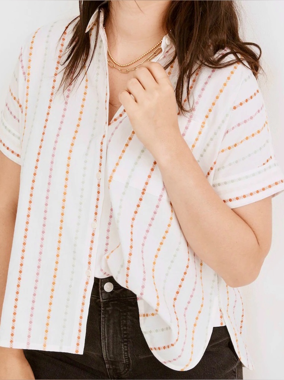 Madewell Daily Shirt in Jacquard Rainbow Stripe size L oversized button down